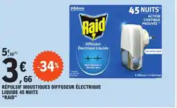E.Leclerc RÉPULSIF MOUSTIQUES DIFFUSEUR ÉLECTRIQUE LIQUIDE 45 NUITS "RAID" offre