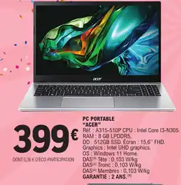 E.Leclerc PC PORTABLE "ACER" offre