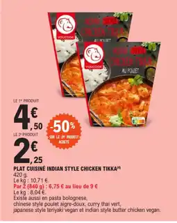 E.Leclerc PLAT CUISINÉ INDIAN STYLE CHICKEN TIKKA(4) offre