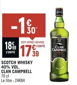 Spar CLAN CAMPBELL SCOTCH WHISKY 40% VOL offre
