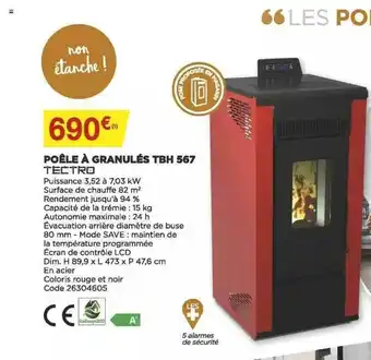 Bricomarché Poêle à Granulés Tbh 567 Tectro offre