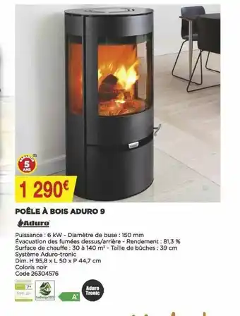 Bricomarché Poêle à Bois Aduro 9 offre