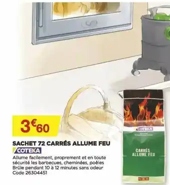 Bricomarché Sachet 72 Carrés Allume Feu Coteka offre