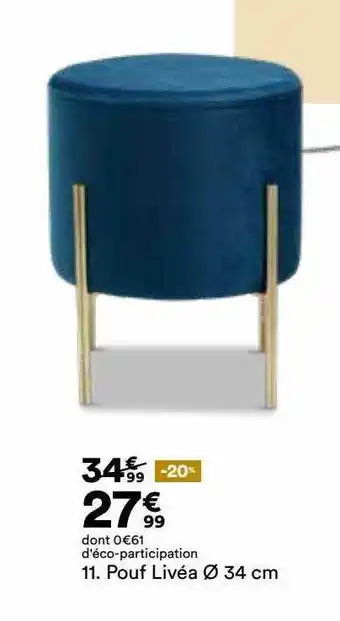 BUT Pouf Livéa ø34 Cm offre