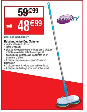 Cora x Carrefour Balai Motorisé Duo Spinner offre