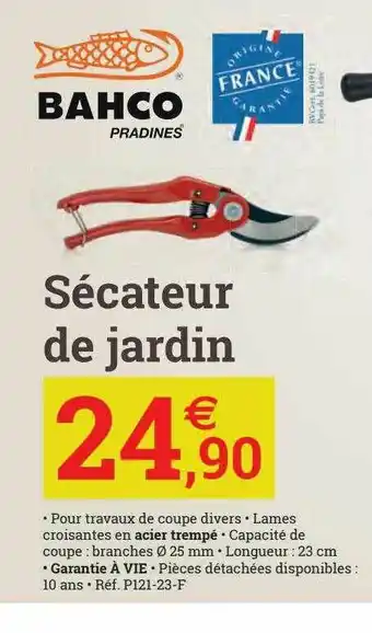 Espace emeraude Sécateur De Jardin Bahco offre