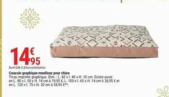 Gamm vert Coussin Graphique Moelleux Pour Chien offre