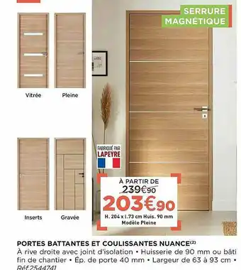 Lapeyre Portes Battantes Et Coulissantes Nuance offre