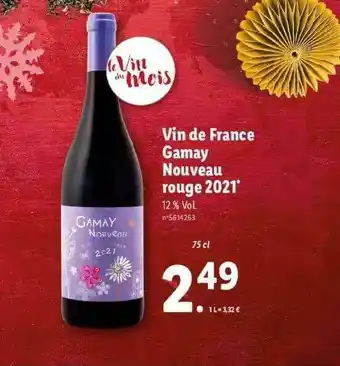 Vin De France Gamay Nouveau Rouge 2021
