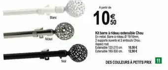Tridôme Kit Barre à Rideau Extensible Chou offre