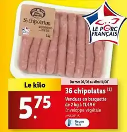 Lidl 36 chipolatas offre