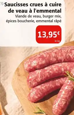 Colruyt Saucisses crues à cuire de veau à l'emmental offre
