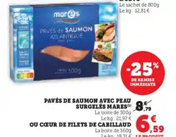 U Express PAVÉS DE SAUMON AVEC PEAU SURGELÉS MARES (1) 879 offre