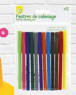 Auchan 12 FEUTRES DE COLORIAGE POUCE offre