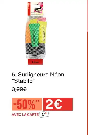 Monoprix Stabilo Surligneurs Néon offre