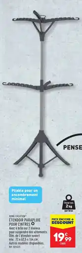 ALDI HOME CREATION® ÉTENDOIR PARAPLUIE POUR CINTRES offre