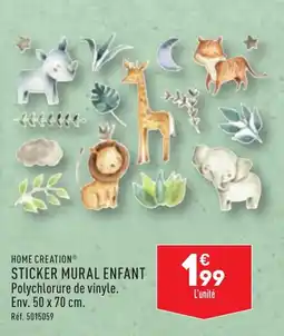 HOME CREATION® STICKER MURAL ENFANT Polychlorure de vinyle. Env. 50 x 70 cm.