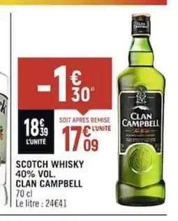 Spar SCOTCH WHISKY 40% VOL. CLAN CAMPBELL offre