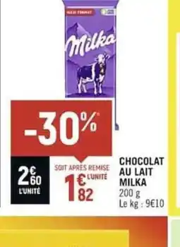 Spar CHOCOLAT AU LAIT MILKA offre