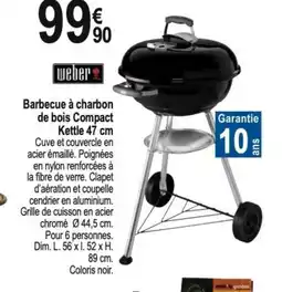 Tridôme Barbecue à charbon de bois Compact Kettle 47 cm offre