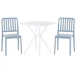 Jardiland Ensemble bistrot Bleu et Blanc en Plastique 2 chaises 1 table Moderne Résistant à l'Eau Meubles de Jardin et de Balcon offre
