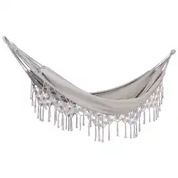 Jardiland Hamac de Jardin Gris Clair Suspendu en Coton et Polyester Siège de balançoire Intérieur Extérieur Style Boho offre