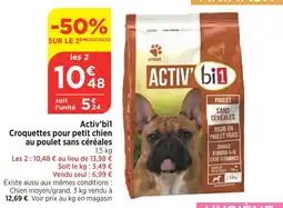 Bi1 Activ'bi1 Croquettes pour petit chien au poulet sans céréales 1,5 kg offre