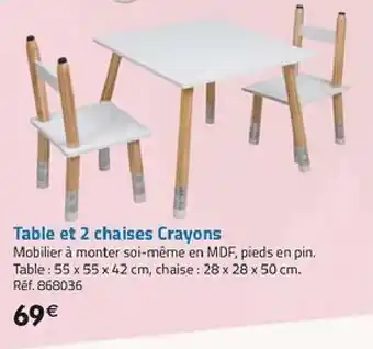 La Grande Récré Table et 2 chaises crayons offre