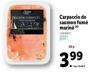 Lidl Carpaccio de saumon fumé mariné offre