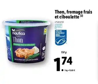 Lidl Thon, fromage frais et ciboulette offre