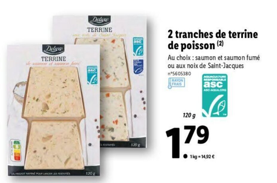 Promo 2 Tranches de terrine de poisson chez Lidl