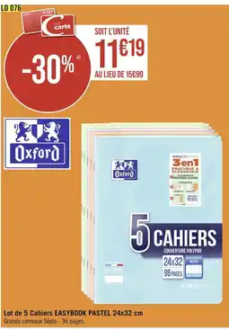 Géant Casino Oxford Lot de 5 Cahiers EASYBOOK PASTEL 24x32 cm offre