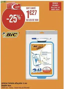 Géant Casino BIC Ardoise Velleda effaçable à sec Double face offre