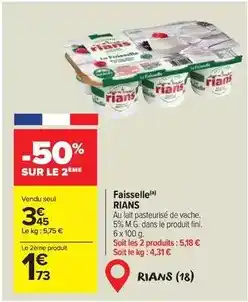 Carrefour Market Rians - faisselle offre