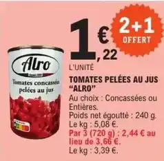 E.Leclerc Alro - tomates pelées au jus offre