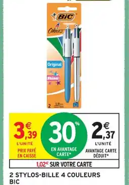 2 STYLOS-BILLE 4 COULEURS BIC