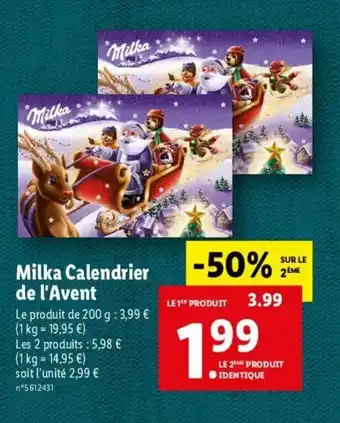 Lidl Milka calendrier de l'avent offre
