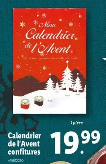 Lidl Calendrier de l'aveny confitures offre