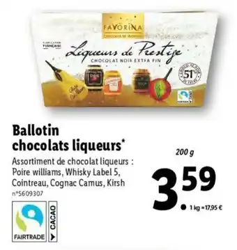 Ballotin chocolats liqueurs
