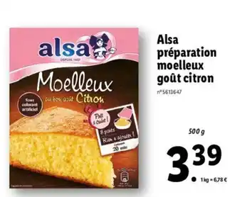 Lidl Alsa préparation moelleux goût citron offre