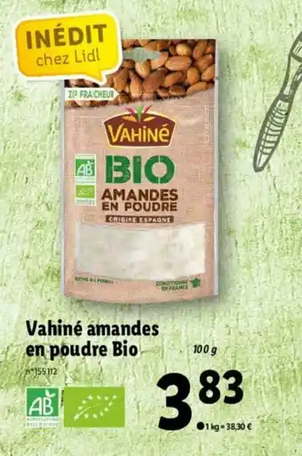 Lidl Vahiné amandes en poudre bio offre