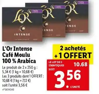 Lidl L'or intense café moulu 100% arabica offre