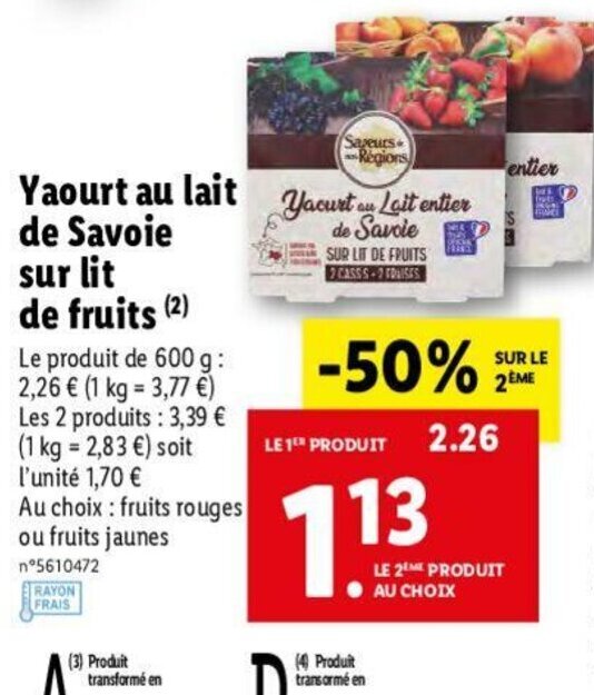 Promo Yaourt au lait de savoie sur lit de fruits chez Lidl