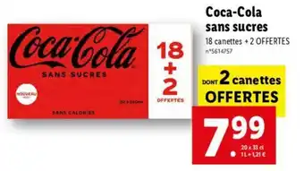 Lidl Coca-cola sans sucres offre