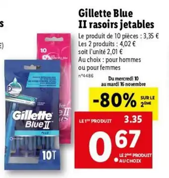 Lidl Gillette blue II rasoirs jetables offre