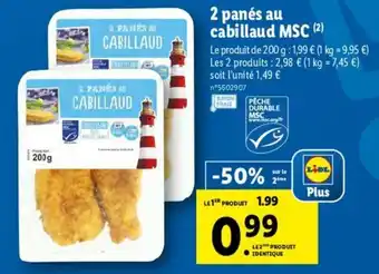 Lidl 2 Panés au cabillaud MSC offre