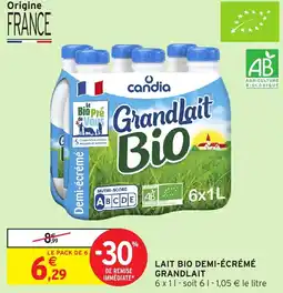 Intermarché LAIT BIO DEMI-ÉCRÉMÉ GRANDLAIT offre