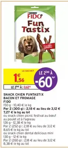 Intermarché Fido - snack chien funtastix bacon et fromage offre