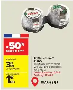 Carrefour Market Rians - crottin cendre offre
