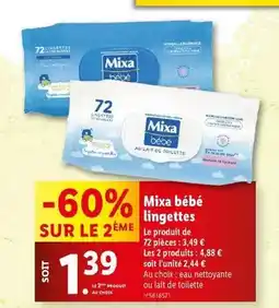 Lidl Mixa - bébé lingettes offre